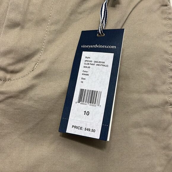 Vineyard Vines khaki cotton club unisex pant Size 10 New - Picture 7 of 9